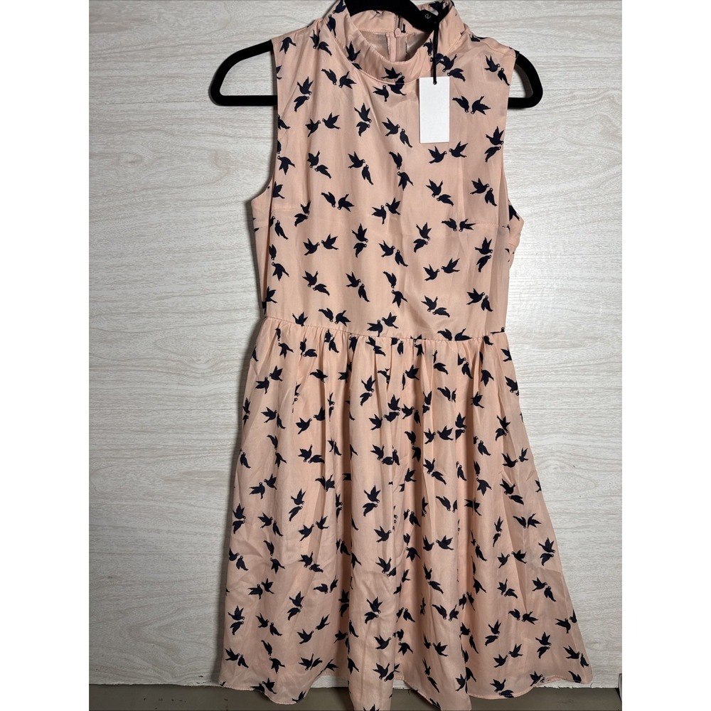 NWT Liza Luxe brand Distinctive Blue Bird Pattern Sz Med